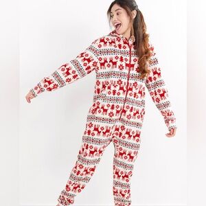 Hanna Andersson Adult Unisex Dear Deer Marshmallow Fleece Jumpsuit (L/XL)